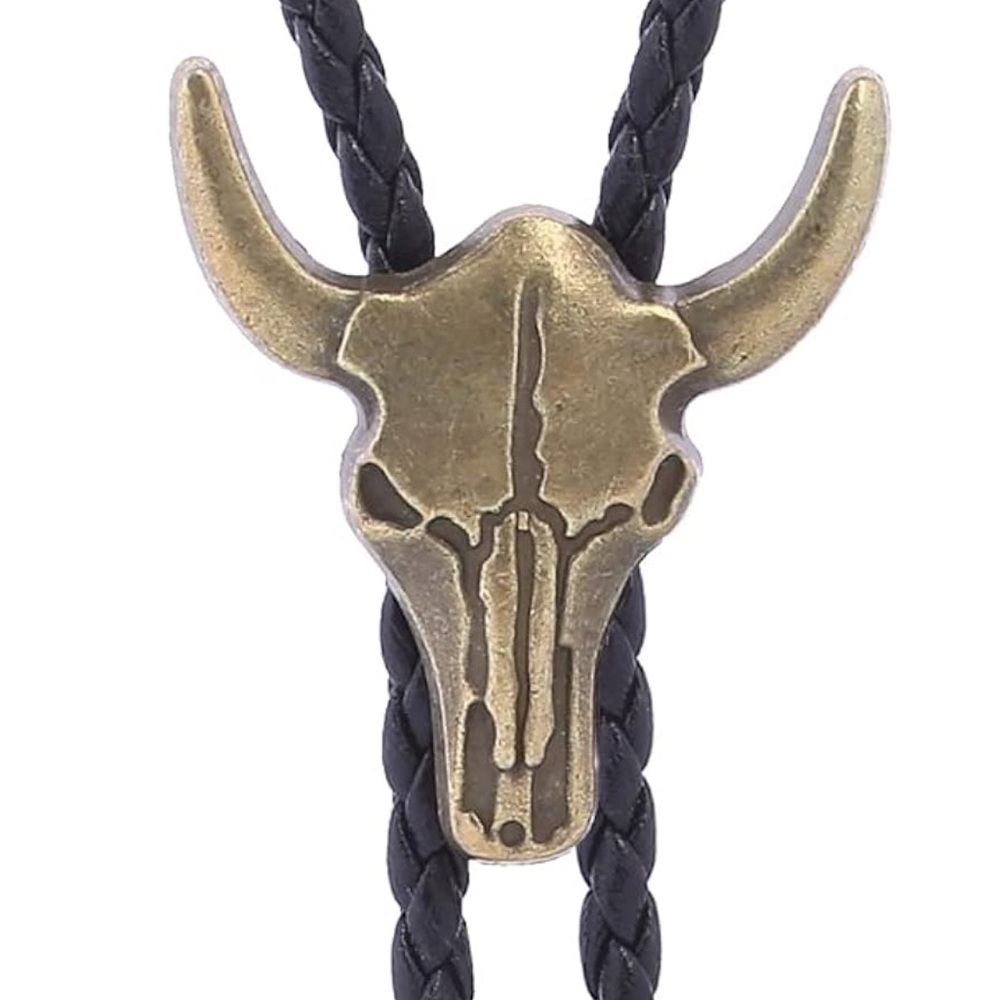 Black and Gold Skull Bolo Tie